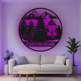 Décoration murale en métal LED personnalisée pour disc golf - Cadeau pour les golfeurs