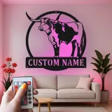Custom Texas Longhorn Sign | LED Metal Wall Art for Ranch Decor | Personalized Farmhouse Cattle Gift
