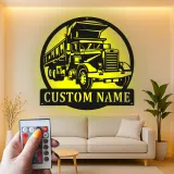 Custom Dump Truck Led Light Metal Wall Art Personalized Gift for Truck Enthusiast Garage or Man Cave Decor 1