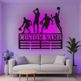 Insegna in metallo LED personalizzata per giocatore di basket - Regalo personalizzato per appassionati di sport e decorazione per sala giochi