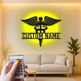 Cartel de metal LED Caduceo personalizado Regalo para profesionales médicos Decoración de oficina o clínica