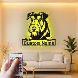 Décoration murale en métal personnalisée Schnauzer LED pour un cadeau pour les amoureux des chiens