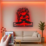 Insegna con Nome Personalizzata di Bradipo con LED | Insegna in Metallo Personalizzata | Decorazione per Nursery e Stanza dei Bambini | Luce Animale Floreale