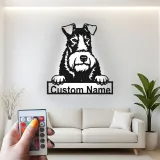 Cartel de metal LED de Schnauzer personalizado, regalo para amantes de los perros, decoración para el salón
