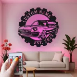 Cartel de metal LED de coche clásico personalizado regalo para entusiastas de coches decoración de garaje o cueva de hombre