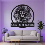 Cartel de león personalizado de metal | Arte mural LED personalizado para salón y hogar | Regalo de decoración de vida salvaje boho