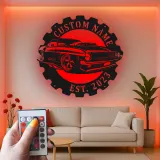 Personalisierte Muscle Car Metallschild | LED-beleuchtete Garagen Dekoration | Individuelle Man Cave Kunst | Vintage Auto-Enthusiasten Geschenk