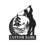 Personalized Golfer LED Sign | Custom Metal Wall Art for Her | Clubhouse & Home Bar Decor | Golf Gift