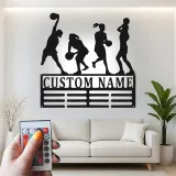 Custom Female Basketball Player Led Light Metal Wall Art Personalized Gift for Athletes Sports Room Decor
