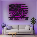 Décoration murale en métal personnalisée pour motoneigistes avec rétroéclairage LED