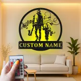 Personalized Saxophone Player LED Sign | Custom Musician & Child Metal Wall Art | Music Room Decor | Gift for Dad