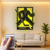 Personalized Hockey Goalie Metal Sign | LED Light Wall Art | Custom Name Decor for Game Room | Gift for Hockey Player