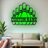 Cartel de metal LED personalizado para pines de boliche, regalo para bolichistas, decoración de sala de juegos