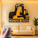 Custom Excavator Led Light Metal Wall Art Personalized Gift for Construction Enthusiasts Office or Garage Decor 1