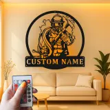 Panneau LED personnalisé pour pompier | Décoration murale en métal | Cadeau pour premier intervenant pour décor de caserne | Art de salle de loisirs