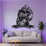 Custom Skull Mountain LED Sign | Personalized Metal Wall Art | Gothic Outdoor & Camper Decor | Rustic Cabin Gift