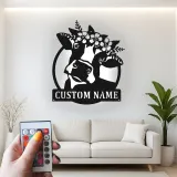 Custom Deer with Floral Crown Led Light Metal Wall Art Personalized Nature Lover Gift Bedroom or Living Room Decor
