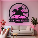 Arte mural LED de metal con arquero nativo americano | Cartel personalizado de cazador y caballo | Regalo rústico boho para el hogar