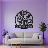 German Shepherd LED Metal Wall Art | Custom American Flag Sign | Patriotic Dog Owner Gift | Personalized Pet Decor