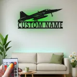 Personalisierte LED-Metall-Wandkunst mit Kampfjet – Luftfahrtgeschenk für Piloten, Hobbyraum oder Büro