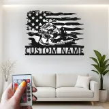 Arte in metallo per jet ski personalizzata | Insegna LED con bandiera americana | Decorazione per acquascooter personalizzata | Regalo per rider per casa al lago e garage