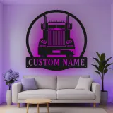 Custom Semi Truck Led Light Metal Wall Art Personalized Gift for Truckers Garage or Man Cave Decor 11