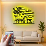 Cartel de metal personalizado con luz LED de camión de cubo regalo para liniero decoración de garaje o taller