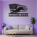 Art Mural Métallique Personnalisé Motoneige | Plaque LED Drapeau Américain Personnalisée | Décor Man Cave & Garage | Cadeau pour Passionné de Motoneige
