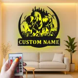 Décoration murale en métal LED personnalisée Bison Cadeau faunique pour les amoureux de la nature Décor de chalet ou de lodge