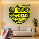 Custom Chopper Motorcycle LED Sign | Personalized Metal Garage Decor | Lighted Biker Wall Art | Unique Father's Day Gift