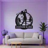 Personalisierte Golf-Schild mit LED-Beleuchtung | Metall-Wandkunst für das Spielzimmer | Golfer Geschenk für Ihn oder Sie