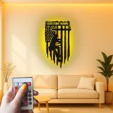 Arte murale in metallo LED Lineman personalizzata | Insegna con bandiera americana per elettricista | Decorazione patriottica per casa e ufficio