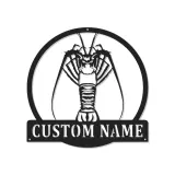 Décoration murale en métal personnalisée avec homard et rétroéclairage LED - Cadeau côtier nautique pour maison de plage