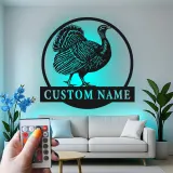 Cartel de metal LED personalizado de pavo para regalo de acción de gracias, decoración para cocina o comedor