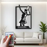 Insegna LED personalizzata per tennista | Arte murale in metallo su misura | Decor sportivo per la stanza | Regalo per atleta