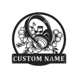Personalisierte Metall-Wandkunst für Kopfhörer | LED-Schild für Musikstudio-Dekor | Florales Geschenk für Musiker