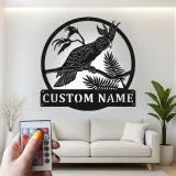 Cartel de metal personalizado de Cockatoo con luz LED Regalo para amante de aves Decoración de sala de estar o patio