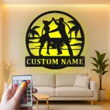 Cartel de metal personalizado con pareja de baile y luz LED, regalo personalizado para bailarines, decoración para salón o playa