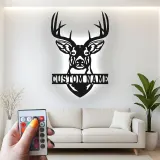 Décoration murale en métal personnalisée avec tête de cerf, rétroéclairage LED, cadeau pour chasseurs, décoration de lodge rustique