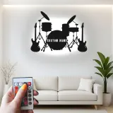 Custom Drum Set Led Light Metal Wall Art Personalized Musician Gift Studio or Music Room Decor 2