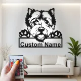 Cartel de metal personalizado con luz LED de perro Terrier, regalo para padres de mascotas, decoración para salón o entrada 1