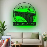 Arte in Metallo Personalizzata per Marimba | Decorazione per Stanza Musicale con Luce LED | Insegna con Nome Personalizzata per Studio