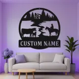Personalisierte Cowboy Ranch LED Metallschild | Individuelle Familienname Wandkunst | Rustikale Landhausdekoration | Laser-cut Stahl Western Geschenk