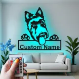 Personalisierte LED-beleuchtete Metall-Wandkunst mit Deutschem Schäferhund – Geschenk für Hundeliebhaber, Wohn- oder Tierbereich