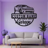 Panneau de garage LED personnalisé | Décoration murale en métal personnalisée | Décor automobile | Cadeau pour mécanicien