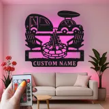 Décoration murale en métal personnalisée avec camping-car et feu de camp, cadeau de camping pour les passionnés de plein air