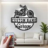 Décoration murale en métal LED personnalisée pour garage de moto - Cadeau personnalisé pour motards, décoration de man cave ou de garage