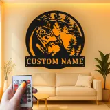 Décoration murale en métal personnalisée avec lumière LED de meute de loups