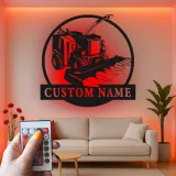Cartel de metal personalizado con luz LED de cosechadora de forraje, regalo para agricultores, decoración agrícola para casa de campo