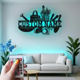 Cartel de jardín personalizado con luces LED | Decoración mural de metal personalizada | Decoración exterior para patio | Regalo para jardineros
